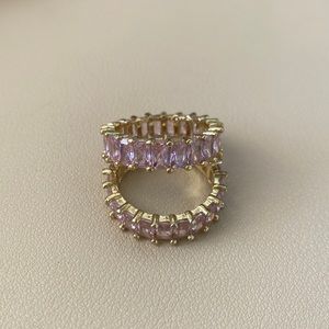 Gold and pink stone rings